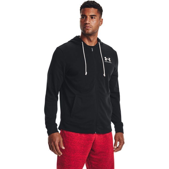 Pull homme Under Armour Rival Terry LC FZ a manches longues noir
