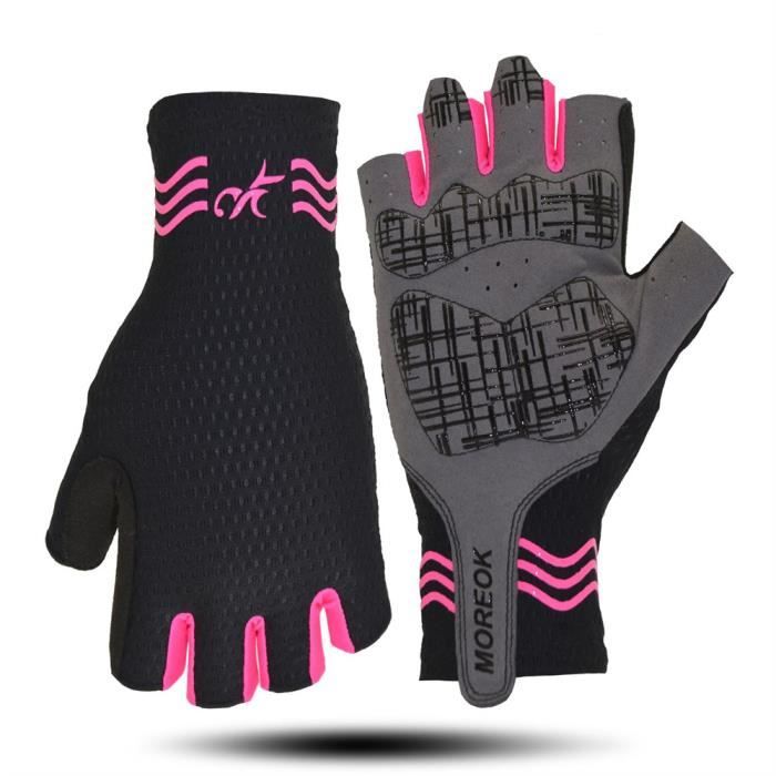 gants de cyclisme demi-doigt respirants pour hommes et femmes - rose - vtt et randonnée