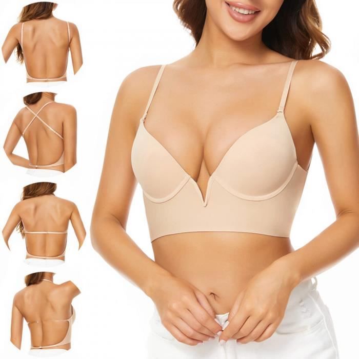 Zetopump Soutien-Gorge Dos Nu Invisible - Sans Armature Triangle Convertible Pour Robes Décolletées