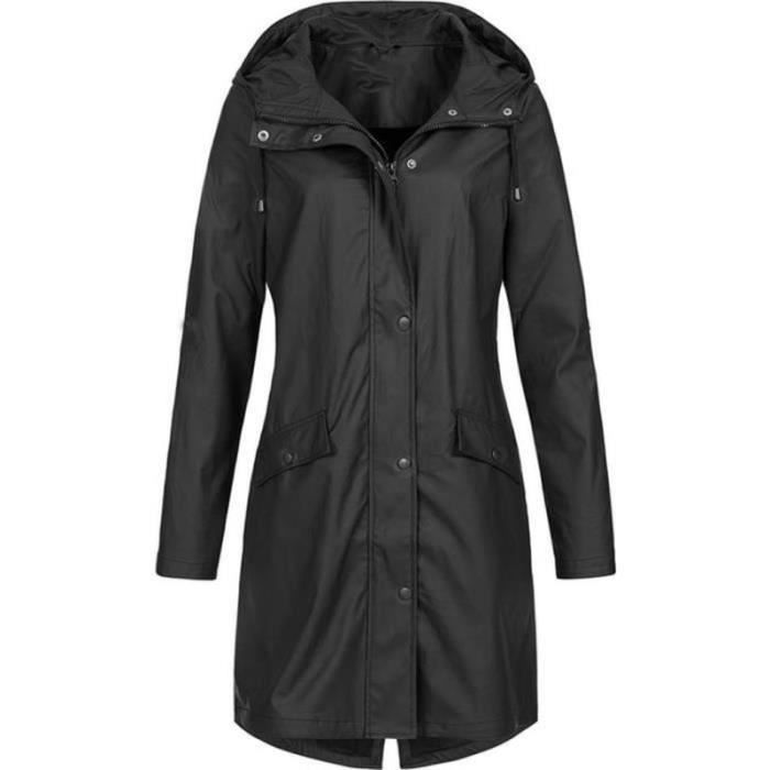 Veste De Pluie Femme DLX - Taille 12 UK, Bleu Moyen - Imperméable, Capuche, Coupe-vent