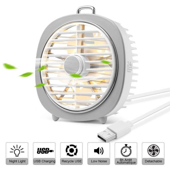Ventilateur USB Silencieux Puissant 4W，NetBoat Mini Ventilateur de Bureau Lumière Blanc Chaud USB Maison Bureau - Netboat