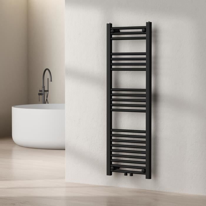 BERNSTEIN - Radiateur Sèche-serviettes 118x50cm Acier Inox Chrome Connexion Eau Chaude Avec Porte Serviette 89710758
