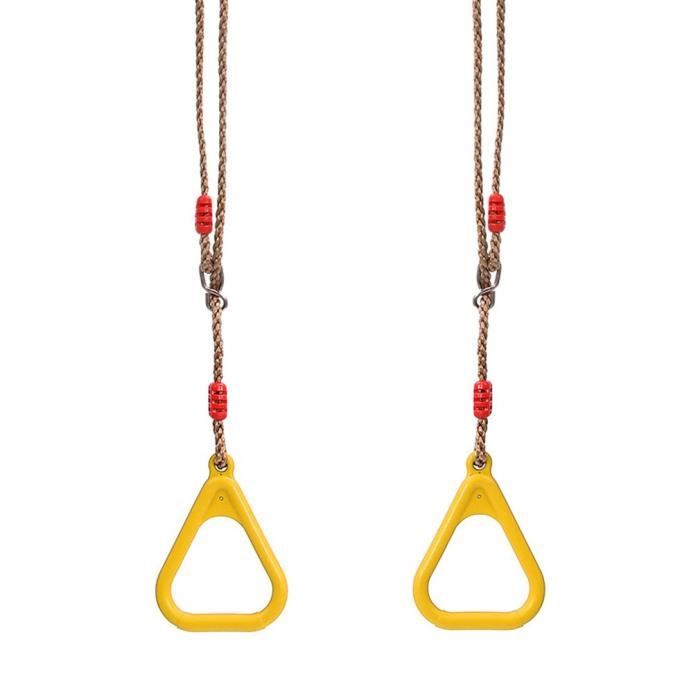 anneaux gymnastique Trapeze en bois balançoire multifonctions de gymnastique de gymnastique en plastique bagues de gym en plastique avec des anneaux de salle de sport triangulaires en plastique jouant