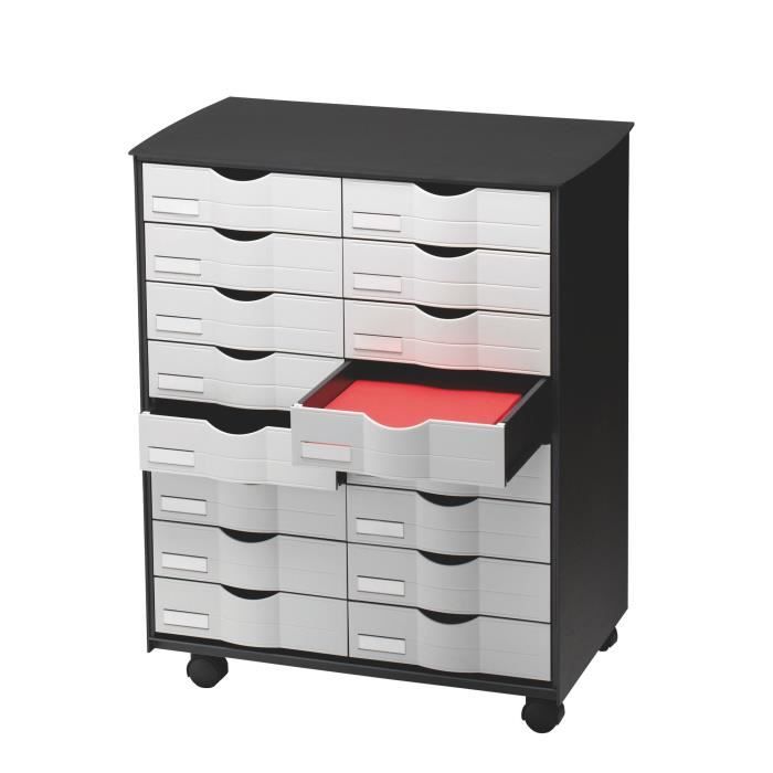 Desserte mobile 16 tiroirs noir-gris Desserte mobile 16 tiroirs noir-gris