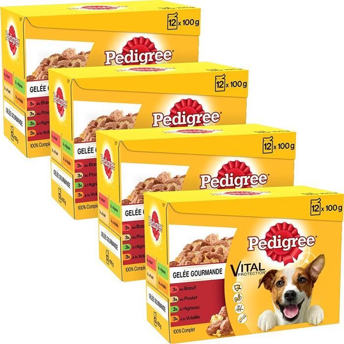 Comparer les prix de Pedigree Sachets Fraîcheur en Gelée pour Chien 48 x 100 g