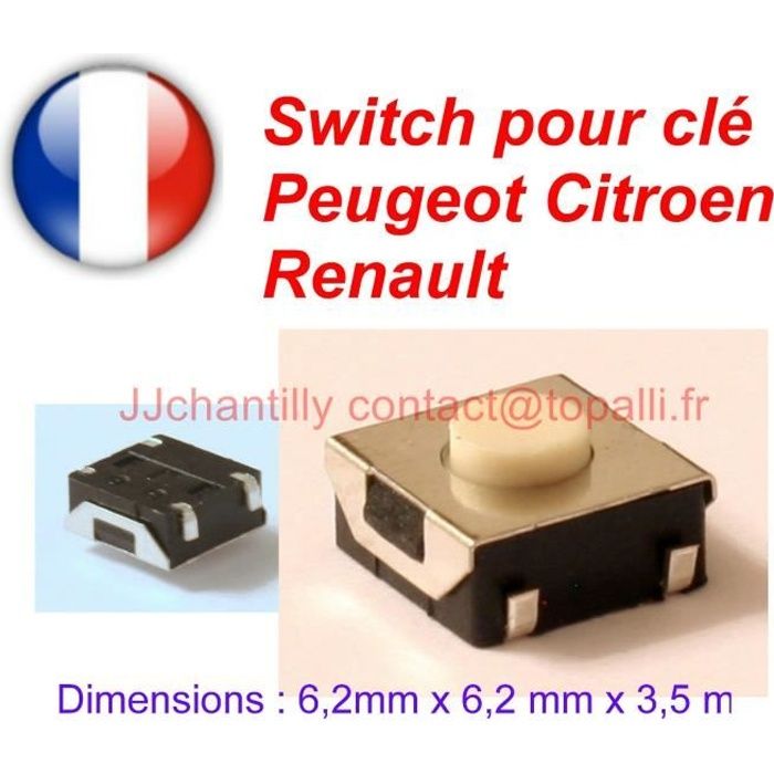 Switch bouton pour télécommande clé renault