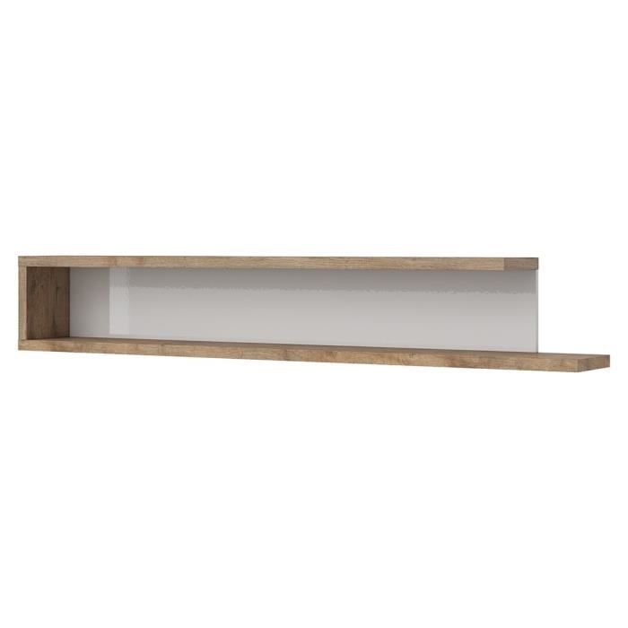 Étagère murale - PRICE FACTORY - SINATRA - Chêne foncé et blanc brillant - 180 cm - Moderne et Tendance Étagère murale - PRICE FACTORY - SINATRA - Chêne foncé et blanc brillant - 180 cm - Moderne et Tendance