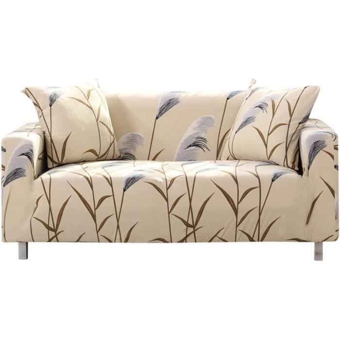 Housse de Canapé - PZCC - 3 Places - Extensible - Blanc Moka - Microfibre