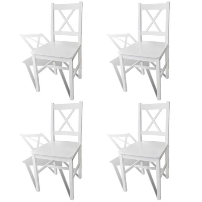 Set de 4 chaises de salle à manger - 41.5x45.5x85.5cm, Chaise en Bois Style  Classique, blanc - Cdiscount Maison