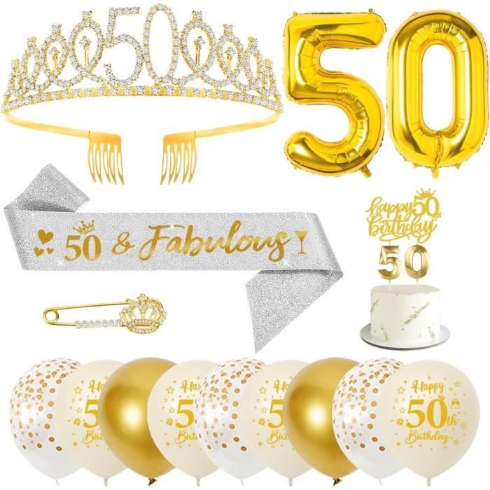 Kit Chapeau & Écharpe "50 Fabulous" - Décoration Anniversaire 50 Ans Femme