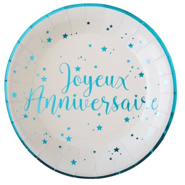 Assiette Joyeux Anniversaire Blanche Et Bleu Turquoise Metallisee X10 R 5670 Matiere Carton Cdiscount Maison Assiette Joyeux Anniversaire Blanche Et Bleu Turquoise Metallisee X10 R 5670 Matiere Carton Cdiscount Maison