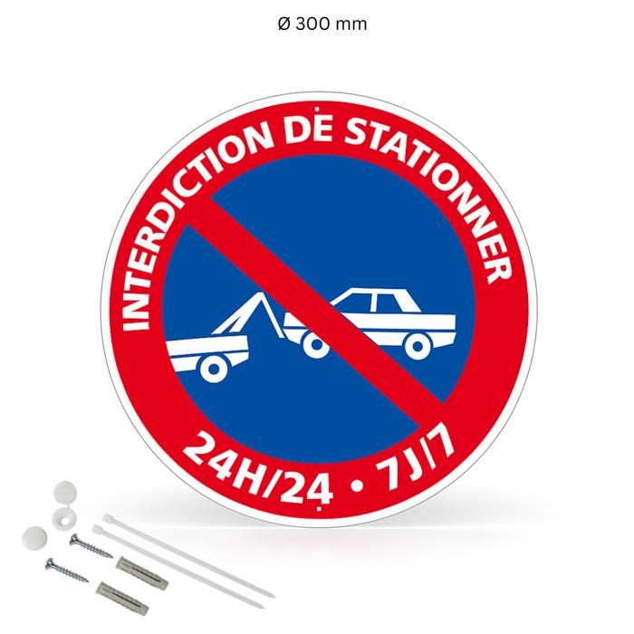 Cartello Divieto Di Sosta 24/7 – 330 Mm In PVC 1,5 Mm – Segnale Stradale Personalizzabile