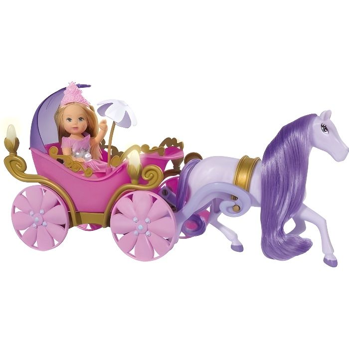 accessoire - smoby s.a. - princesse evi et son carrosse magique - poupée et mini-poupée