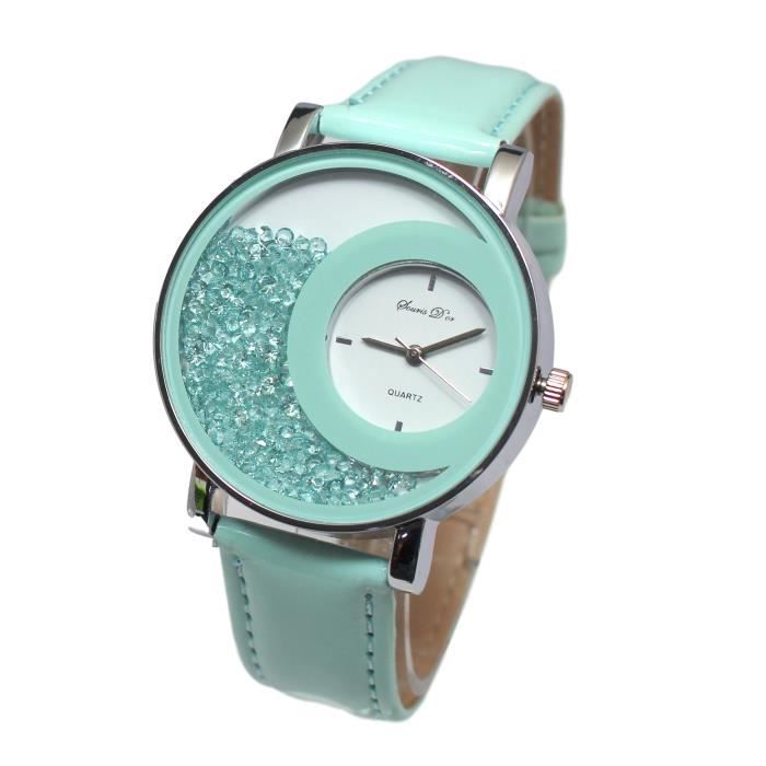 Montre Femme à Strass - Modèle Tonneau Beige - Bracelet Enveloppant - Neuve Avec étiquettes