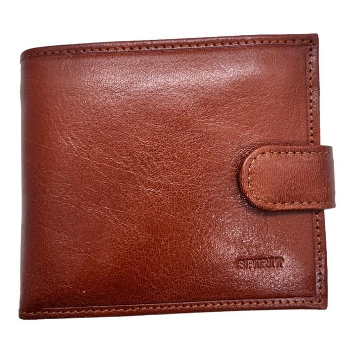 Portefeuille cuir marron tressé, grand format