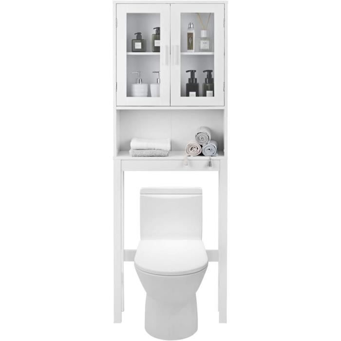 Armoire De Salle De Bain LIFEZEAL 60x30x80,5 Cm - Meuble Rangement 2 Portes 3 Étagères Réglables - Noir