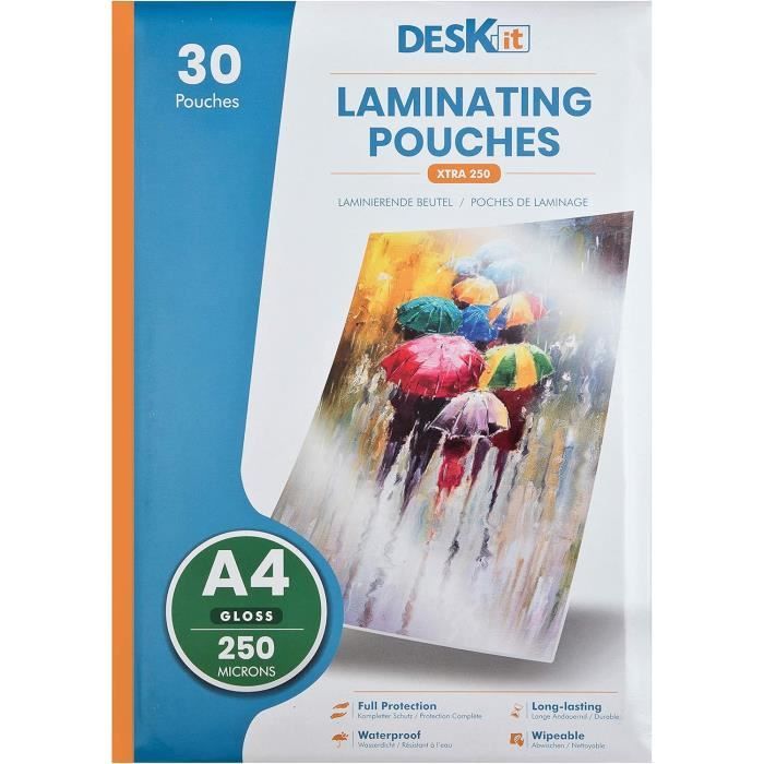 Pochettes Plastification A4 Brillant 100 Microns - Pack De 100 - Pour Documents Et Photos