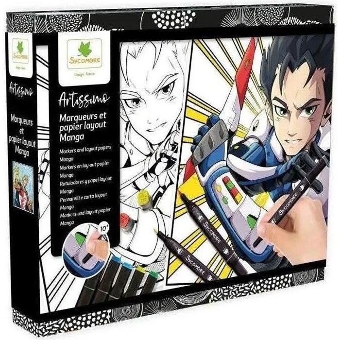 Coffret créatif manga garçon - Sycomore - 10 papiers layout imprimés avec 8  marqueurs - Cdiscount Jeux - Jouets