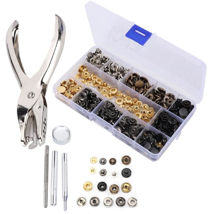 Kit De 200 Boutons-pression En Acier Inoxydable - 15 Mm, Avec Outils D'installation - Pour Vêtements, Cuir, Jeans, Sacs