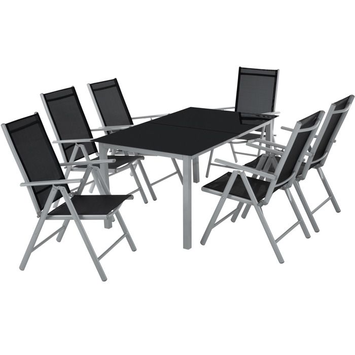 tectake ensemble chaises de salle à manger ercolano avec cadre en aluminium, pour 6 personnes résistant aux intempéries gris clair