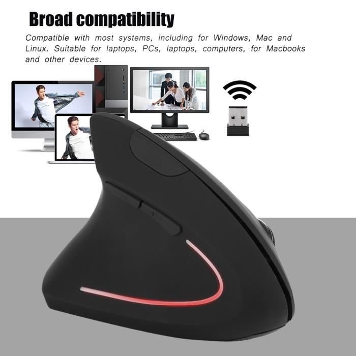 Souris optique verticale - TMISHION - Gaucher - Sans fil 24 GHz - DPI réglable 2000 - 6 boutons programmables