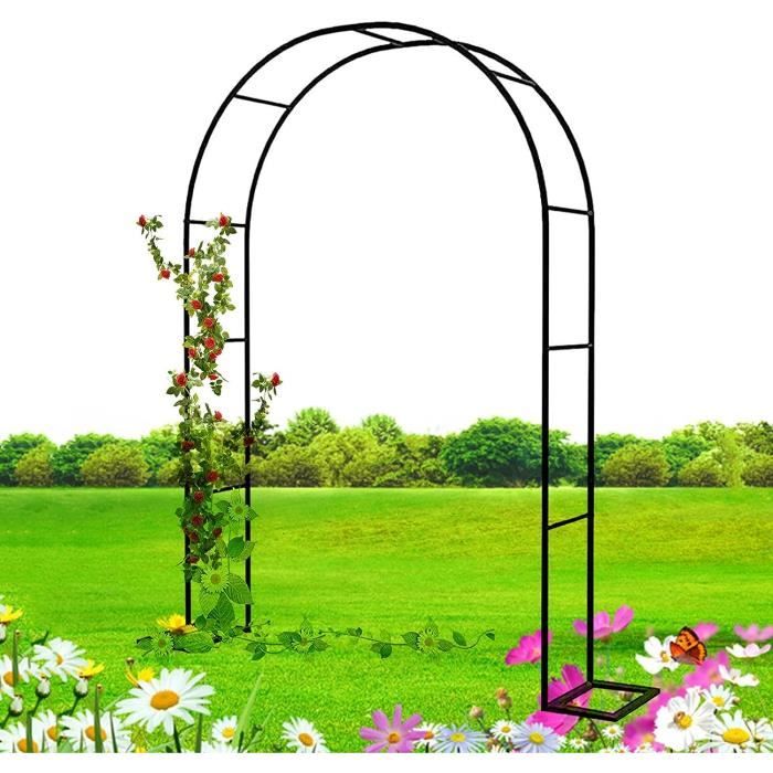 Arche De Jardin En Acier Noir 116x45x240 Cm - Pergola, Tonnelle, Support Pour Plantes Grimpantes - Stable Et Durable