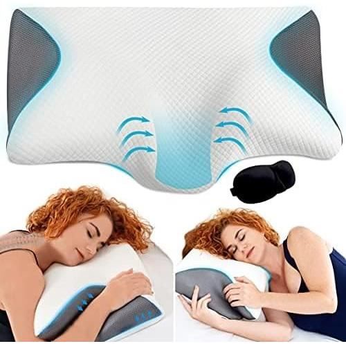 Oreiller Ergonomique Mémoire De Forme Anti-ronflement - Pour Dormeurs Sur Le Côté, Dos Ou Ventre (blanc) - 3