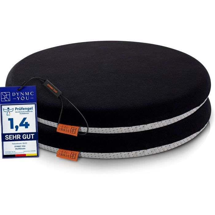 Coussin De Chaise - Coussin De Chaise 40X40 - Rond Set 2 Pièces Noir - Test Très Bien - Prix De