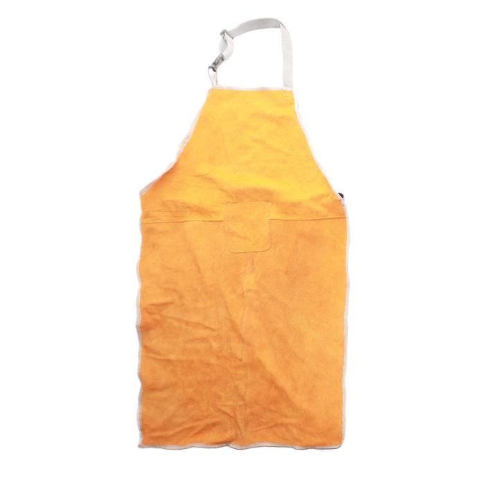 Tablier De Soudage En Cuir De Vachette - Couleur Jaune, Ignifuge, Neuf, Protection Professionnelle