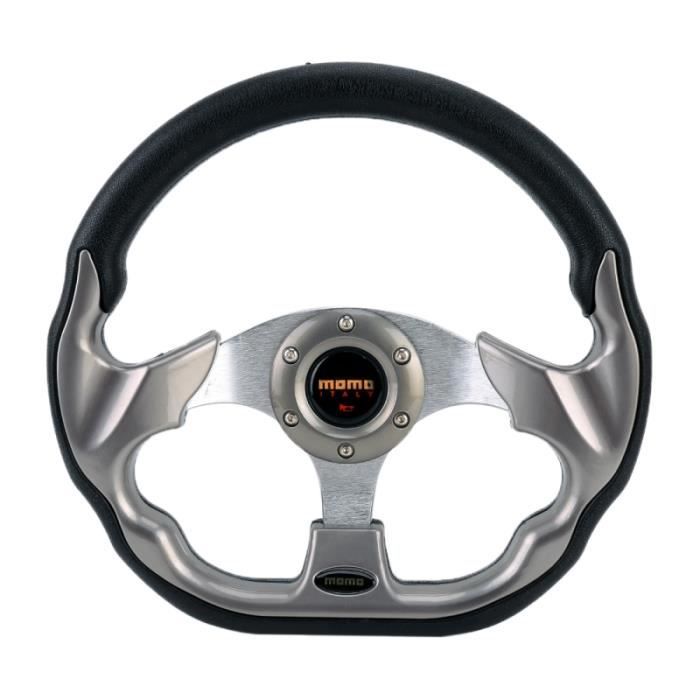 Bouton de klaxon de volant de 14 pouces volant en bois bois fonc/é et alliage daluminium chrom/é pour usine de voiture