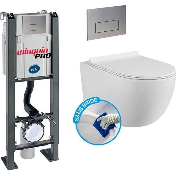 Wirquin 50719184 Mécanisme de chasse d'eau à câble pour WC suspendu, rouge  et blanc