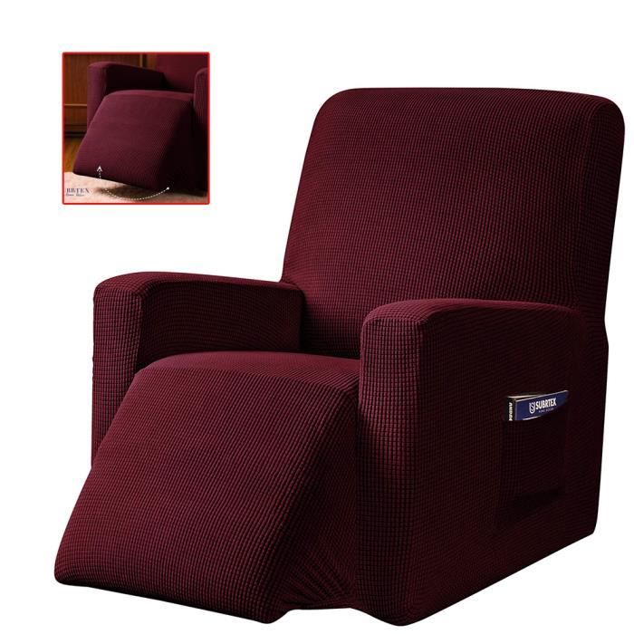 Housse de Canapé 1 Pièce Housse de Fauteuil Relax Extensible Fauteuil Relax Protecteur-Bordeaux