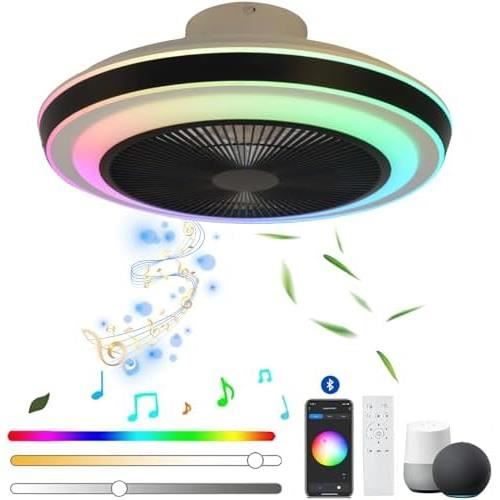Ventilateur Plafond Jopassy 80W Avec LED Dimmable - Télécommande, 6 Vitesses, Mode Été/Hiver