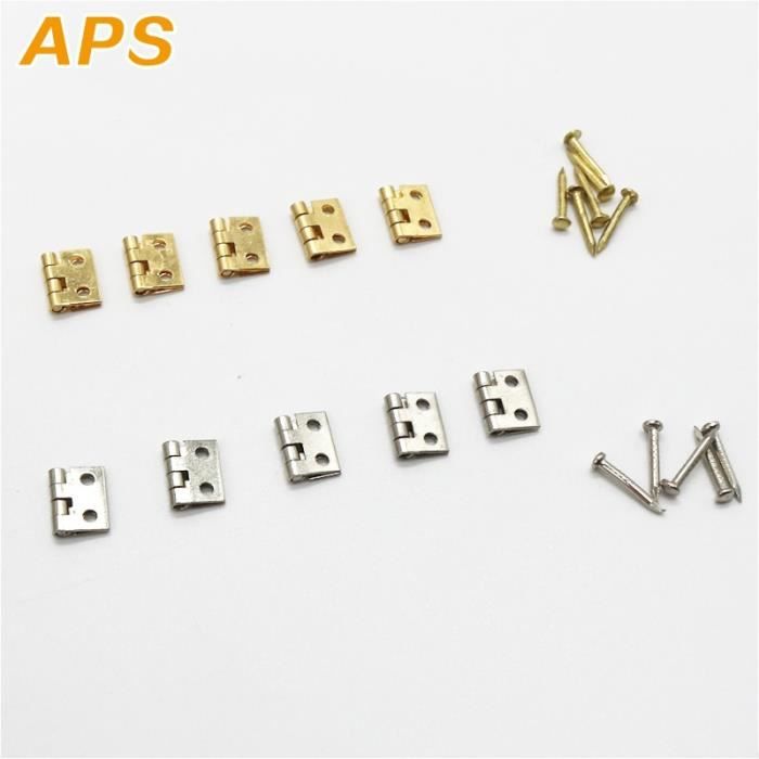CHARNIERE,SilverMini charnières métalliques dorées de 10x8mm, 30 pièces, pour meubles de