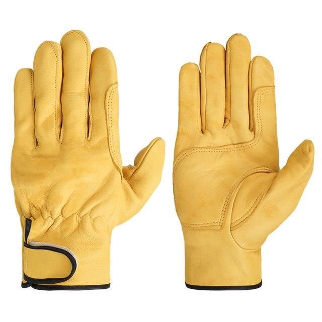 Gants De Travail Vintage Wells Lamont En Cuir - Marron Camel - Fabriqués Aux USA - Taille Petite Main