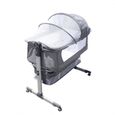 Lit de bébé portatif de dormeur de côté de lit de bébé avec le gris de sac de transport (Avec moustiquaire + panier de rangement)-1