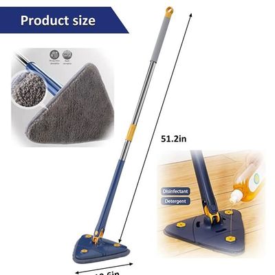 Vadrouille Rotative 360° Avec 4 Tiges Et 4 Têtes Amovibles - Balai Microfibre Pour Sols, Murs Et Plafonds