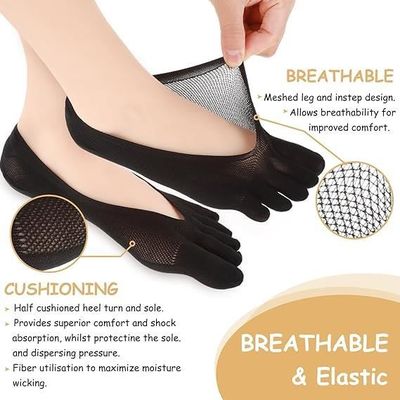 SASKATE Lot De 5 Paires Chaussettes De Compression 5 Doigts Invisibles – Chaussettes Orthopédiques Respirantes Antidérapantes Pour Femmes – Idéal Été Et Sport