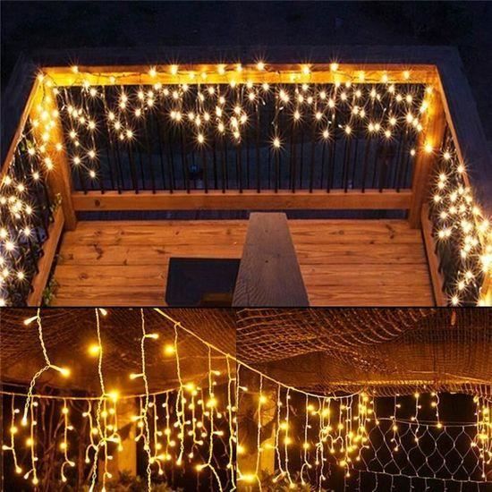 Guirlande Lumineuse LED Extérieure Rideau 3x3 M, Guirlande Lumineuse De Noël Intérieure Avec 8 Modes Et Fonction Mémoire, Guirlande Lumineuse De Noël Extérieure Pour Jardin