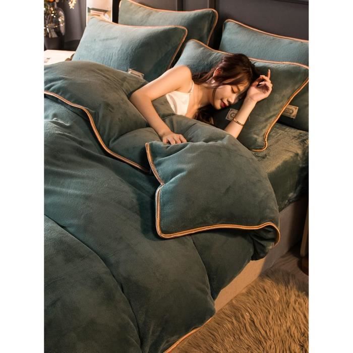 Drap Housse 140X190 Housse De Couette En Velours Hiver Chaude Peluche Duveteuse Ado Linge De Lit Flanelle Housse De Couette 2 Z1817 Cdiscount Maison