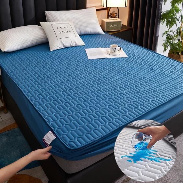 Drap-Housse Protège-Matelas 2 En 1 Savel - Imperméable Et Respirant, Éponge Coton 135x190/200cm - Anti-Glissement