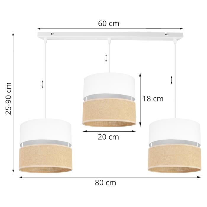 Light-Home Juta Abat Jour Suspension Luminaire Lustre - E27 - Classique ...