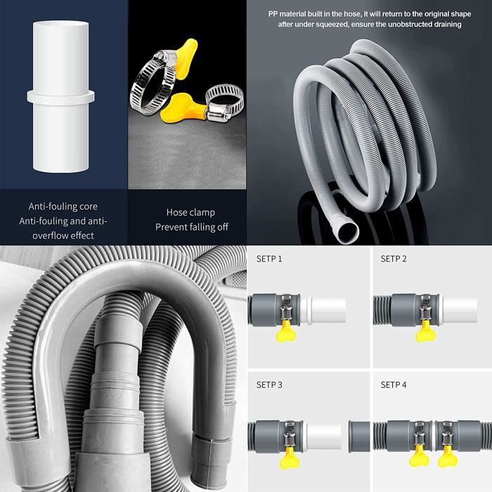 Guide de tuyau de vidange universel réglable - S'adapte à tous les tuyaux  de vidange - Flexible - Support de tuyau de vidange pour machine à laver 