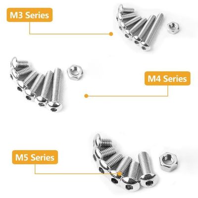 Lot De 1000 Boulons à Tête Bouton Douille Allen Inox A2 - Assortis M3 M4 M5 - Neuf
