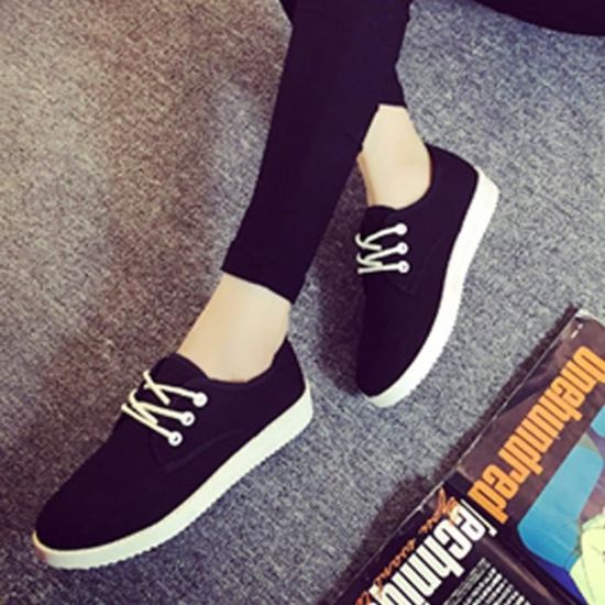 Chaussure Femme Basket plates 2016 Nouveau Toile Noir Noir