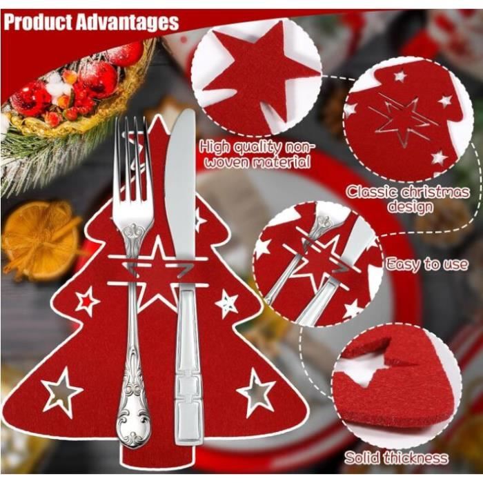 Porte Couverts De Table Noel Lot De 12 Porte-couverts De Noël Père Noël U2013 Décoration De Porte Couvert Noel Deco