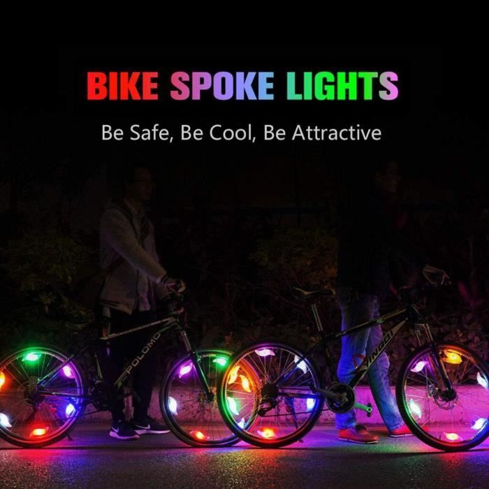 Honoson 4 Pièces Lumières de Roue de Vélo LED Lumières à Rayons de Vélo  Multicolore et Bleue Guirlandes Lumineuses de Pneus de Vélo Lumières de  Jante de Vélo de Sécurité LED pour