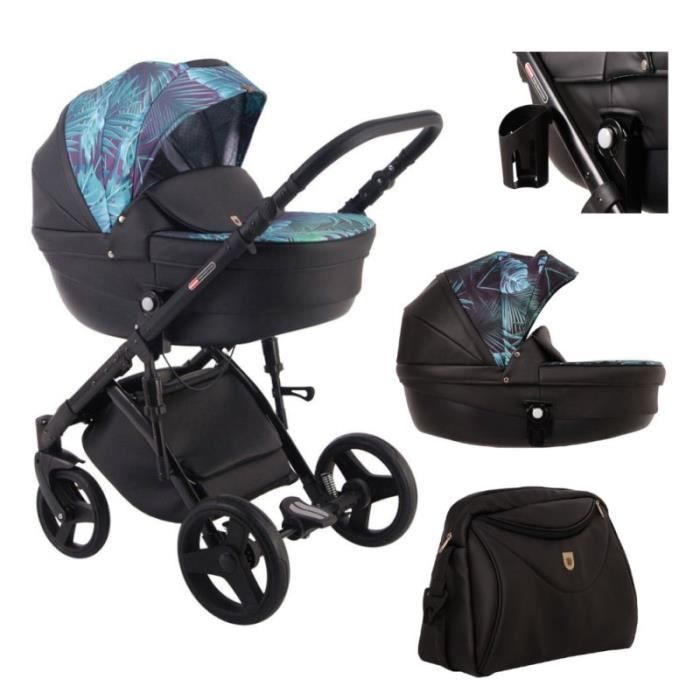 Poussette Isofix landau 3in1 2in1 Pneumatiques Système à un clic Galaxy par  Lux4Kids Black Aqua G06 Siège auto 4en1 +Isofix