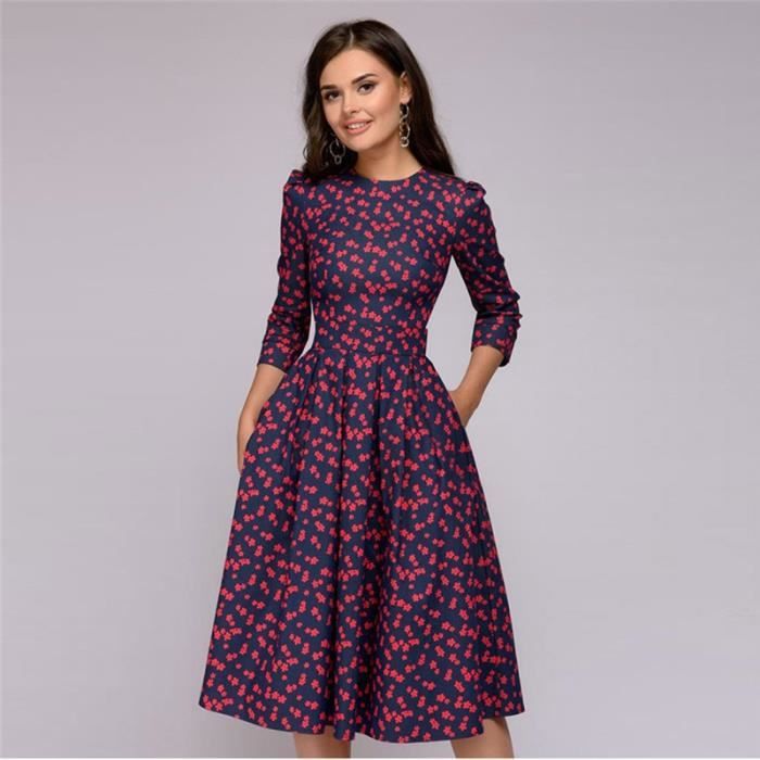Robe Robe trap ze Vintage pliss e manches longues pour femme