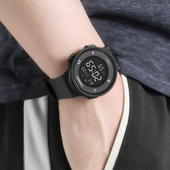 Montre enfant garçon LED numérique lumineux étanche multifonction